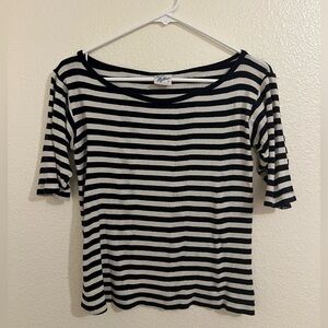 Robert P. Miller navy and white stripe boatneck 1/2 sleeve top